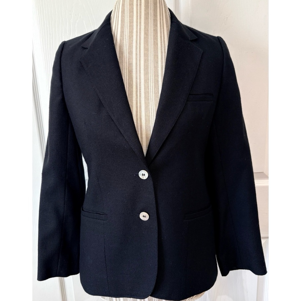 Vintage Evan Picone Black Twill ILGWU Blazer Shell Buttons Size 6P